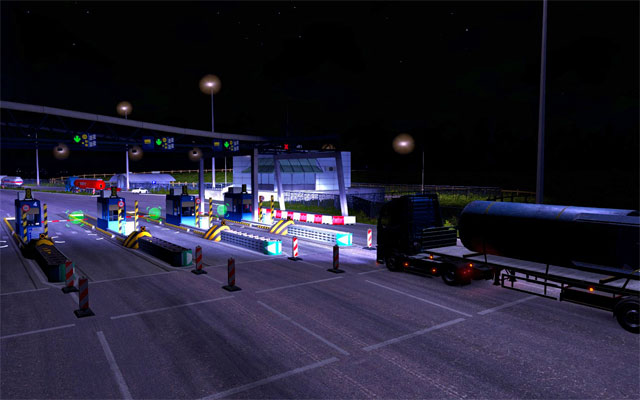 In some countries (France, Italy) you have to pay for highways and from time to time you will see a gate - Highway gates | Roads - Roads - Euro Truck Simulator 2 Game Guide