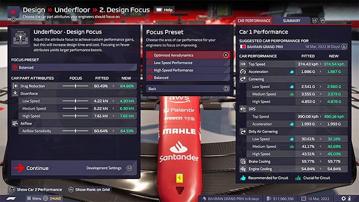 Designfokus – Sie können beeinflussen, worauf sich Ingenieure beim Design eines Teils konzentrieren sollten – F1 Manager 2022: Autos und ihre Entwicklung – Teile entwerfen – Grundlagen – F1 Manager 2022-Leitfaden