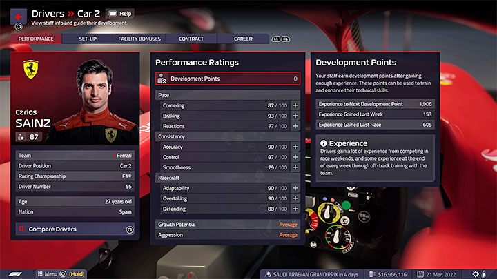 Each driver in F1 Manager 2022 is described by two grades - F1 Manager 2022: Hiring drivers - statistics, contracts - Basics - F1 Manager 2022 Guide
