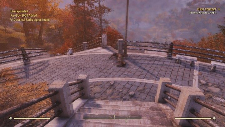 Check the body - you will find a machete. - First Contact - Fallout 76 Walkthrough - Main missions - Fallout 76 Guide
