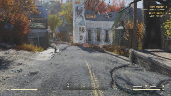 Find this white church in Flatwoods. - First Contact - Fallout 76 Walkthrough - Main missions - Fallout 76 Guide