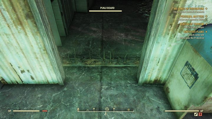 Watch out for a spiked board - jump over it or simply destroy it. - How to get Power Armor in Fallout 76? - FAQ - Fallout 76 Guide