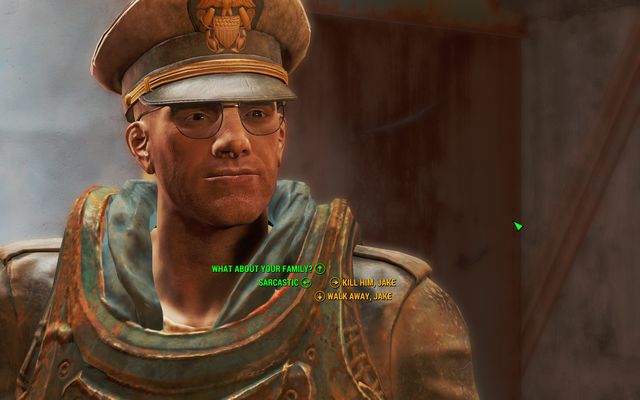 If you have many Charisma points, you can decide what Jake should do - Out of the Fire (Finch Farm) - Side quests in other locations - Fallout 4 Game Guide & Walkthrough