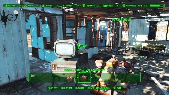 Turning the TV on is possible only after connecting an adapter to it. - Crafting - basics - Creating settlements - Fallout 4 Game Guide & Walkthrough