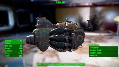 Type: Junk Jet - Guns - heavy - Unique weapons - Fallout 4 Game Guide & Walkthrough
