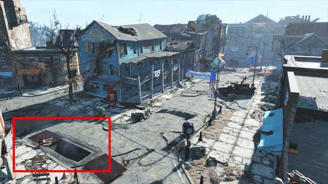 On the picture you can see the location of the entrance to the sewers. Ahead you can see the Museum of Freedom. - Where to find core fusions at the beginning of the game? - Power Armor - Fallout 4 Game Guide & Walkthrough