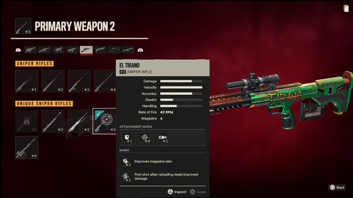 Besonderheiten: El Tirano ist ein Scharfschützengewehr mit folgenden Modifikationen – Far Cry 6: Beste Waffen – Liste – Grundlagen – Far Cry 6 Guide
