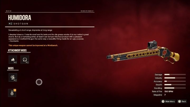 Besonderheiten: Humidora ist eine Schrotflinte, die ursprünglich mit – Far Cry 6: Beste Waffen – Liste – Grundlagen – Far Cry 6 Guide modifiziert wurde