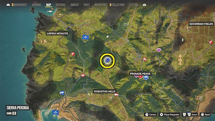 Visit the central part of the Sierra Perdida subregion marked in the screenshot - Far Cry 6: The Seeds of Love - walkthrough - El Este - Far Cry 6 Guide