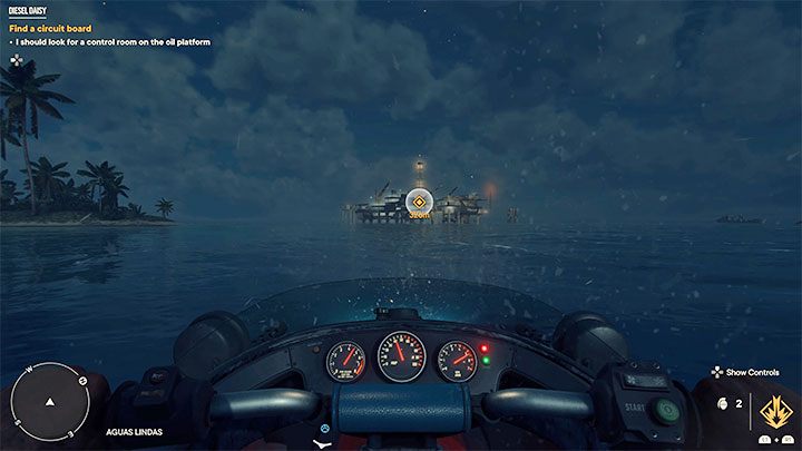 This task requires the infiltration of a GPD Oil Platform located in open water, northwest of the island - Far Cry 6: Diesel Daisy - walkthrough - Madrugada - Far Cry 6 Guide