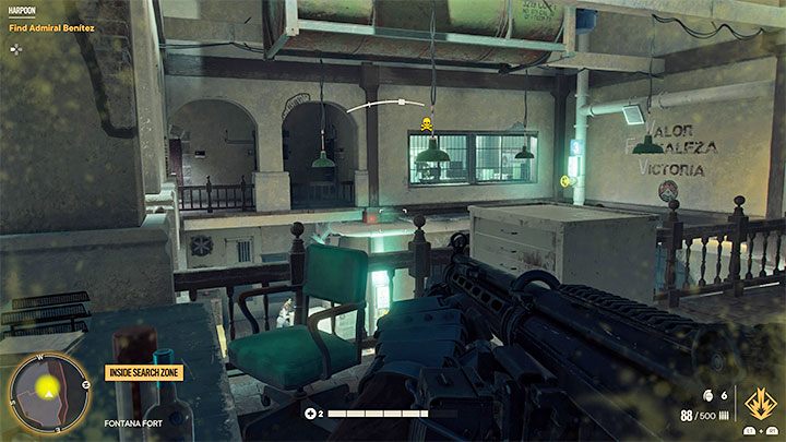 In the adjacent room you will notice an enemy wearing protective gear, but you won't be able to access the room right away - Far Cry 6: Harpoon - walkthrough - El Este - Far Cry 6 Guide