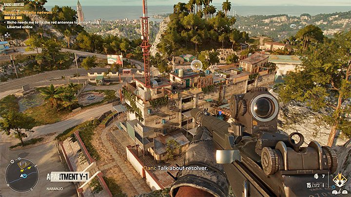 The red antenna from point 2 on the map is in the building from the image above - Far Cry 6: Re-Education - walkthrough - Valle De Oro - Far Cry 6 Guide