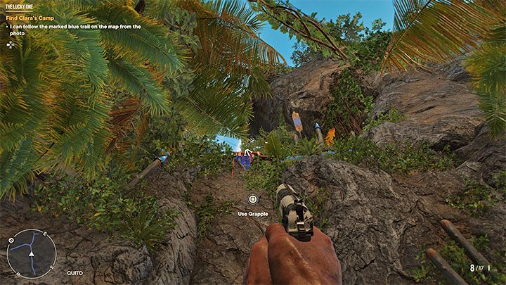 Чуть дальше вы заметите Grapple Kit, лежащий на земле - у него есть якорь с привязанной к нему веревкой - Far Cry 6: The Lucky One - прохождение - Операции - Пролог кампании - Руководство по Far Cry 6