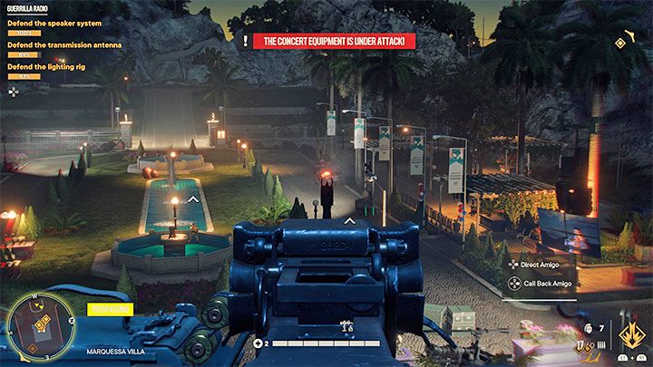 The stationary guns near the mansion, which include launchers and machine guns, can help you a lot - Far Cry 6: Guerrilla Radio - walkthrough - Valle De Oro - Far Cry 6 Guide