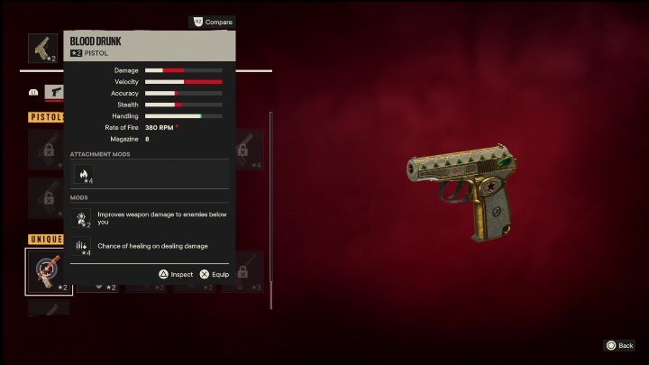 Special features: Blood Drunk is a pistol that has the following modifications - Far Cry 6: Pistols, Unique weapons - list - Unique weapons - Far Cry 6 Guide