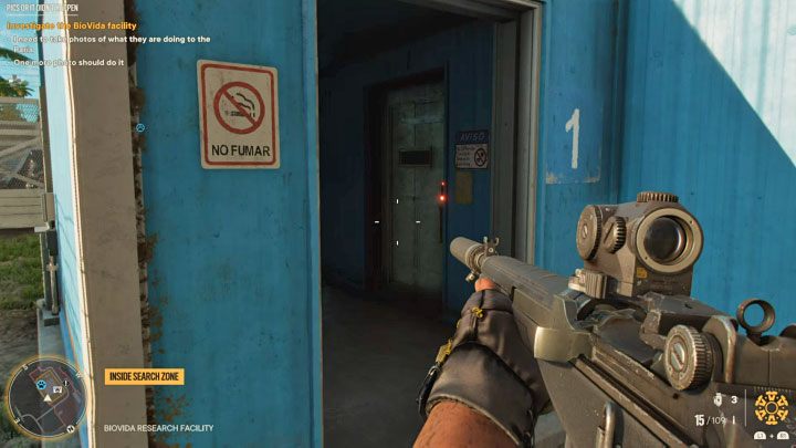 The final third photo requires you to get inside the main building, but unfortunately its doors are locked - Far Cry 6: Pics or It Didnt Happen - walkthrough - El Este - Far Cry 6 Guide