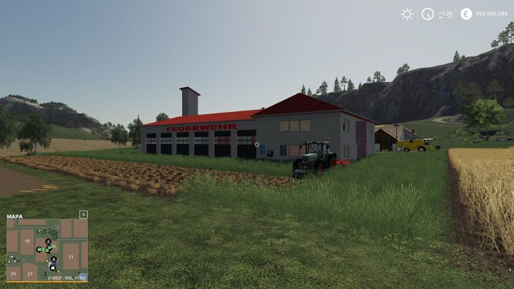 Safety first - even if the fire department added by Fire Station mod does not offer fire protection, the presence of the building itself adds a certain flavor to the nearby areas - Farming Simulator 19: Mods - new objects - Mods - Farming Simulator 19 Guide and Tips