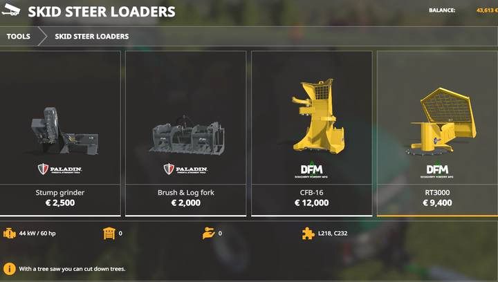 Skid steer loaders. - Harvesting wood in Farming Simulator 19 - Wood - Farming Simulator 19 Guide and Tips