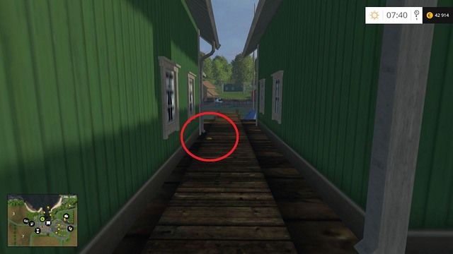 Between two green houses - Section B - coins 13 - 29 - Gold Coins - Farming Simulator 15 Game Guide