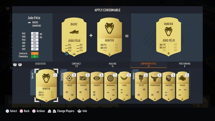 In FUT 23, Chemistry Style Cards change the attributes and statistics of the player in order to better customize them for the role they are currently playing on the pitch - FIFA 23: Managing the FUT Team - Basics - FIFA 23 Guide