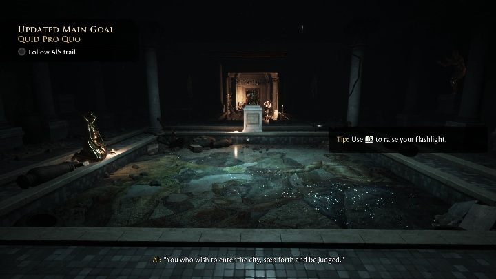 Use your flashlight again and continue the journey - The Forgotten City: Awakening - walkthrough - Prologue - The Forgotten City Guide