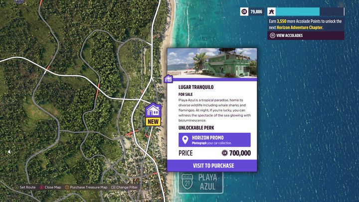 Diese Immobilie befindet sich östlich der Hauptkarte, nördlich von Playa Azul – Forza Horizon 5: Alle Immobilien – Liste – Guide – Forza Horizon 5 Guide