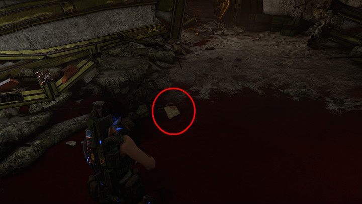 On your left you will find a collectible - UNR Dogtag: Captain Tagger - Act 3 Chapter 3 - Some Assembly Required | Gears 5 Walkthrough - Act III - Gears 5 Guide