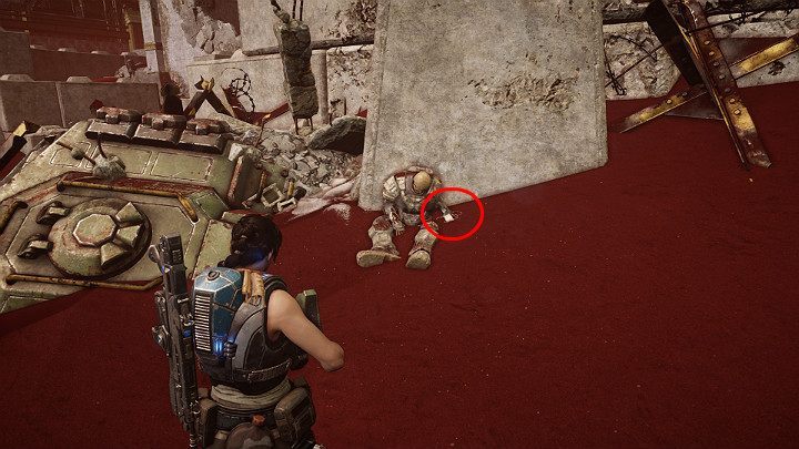 Approach the skeleton and pick up a collectible - UNR Dogtag: Fallen Loyalist - Chapter 3 - Some Assembly Required | Gears 5 Walkthrough - Act III - Gears 5 Guide