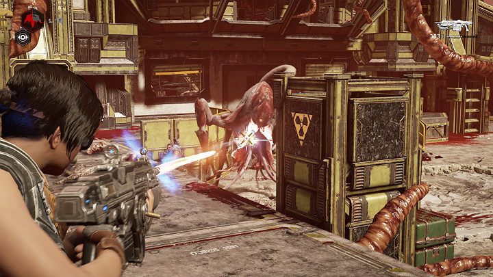 Before you enter the building, you need to take care of a group of smaller opponents and one Jumper - Chapter 3 - Some Assembly Required | Gears 5 Walkthrough - Act III - Gears 5 Guide