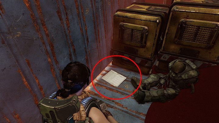 Approach the container from the right to pick up another collectible - RNV Borascu captains log - Chapter 3 - Some Assembly Required | Gears 5 Walkthrough - Act III - Gears 5 Guide
