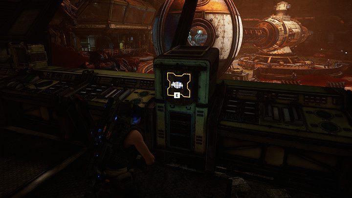 Descend to the lower floor and connect Jack to the console on the left - Chapter 3 - Some Assembly Required | Gears 5 Walkthrough - Act III - Gears 5 Guide