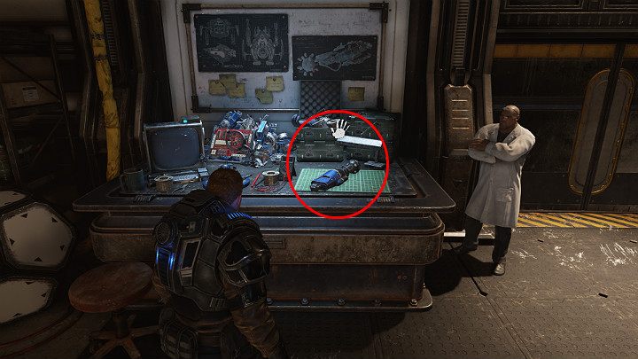 Go to the table and collect an additional module for Jack - Flash - Act 1 Chapter 2 - Diplomacy | Gears 5 Walkthrough - Act I - Gears 5 Guide