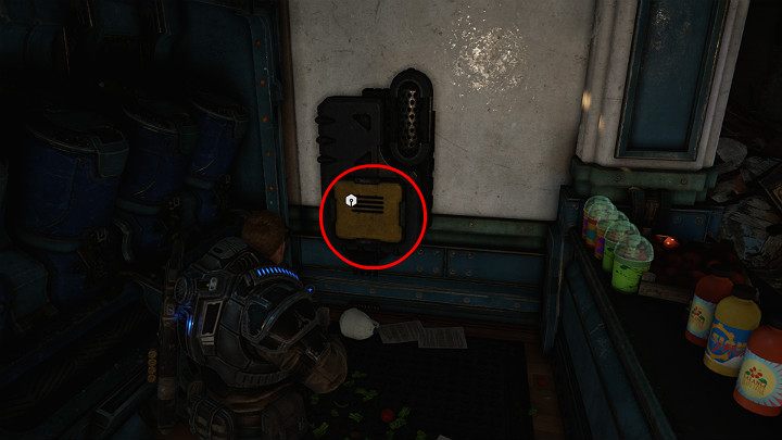 Another component is in the grocery store on the left - Act 1 Chapter 3 - This is War | Gears 5 Walkthrough - Act I - Gears 5 Guide