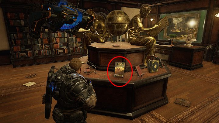Another collectible is in the library - Colossus from Sera - Act 1 Chapter 3 - This is War | Gears 5 Walkthrough - Act I - Gears 5 Guide