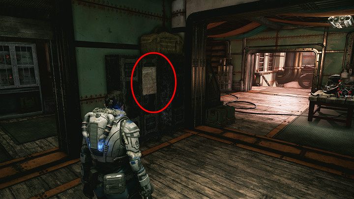 Passing through the security gate, dont forget to collect another collectible - New rules in the settlement - Act 2 Chapter 1 - Recruitment | Gears 5 Walkthrough - Act II - Gears 5 Guide