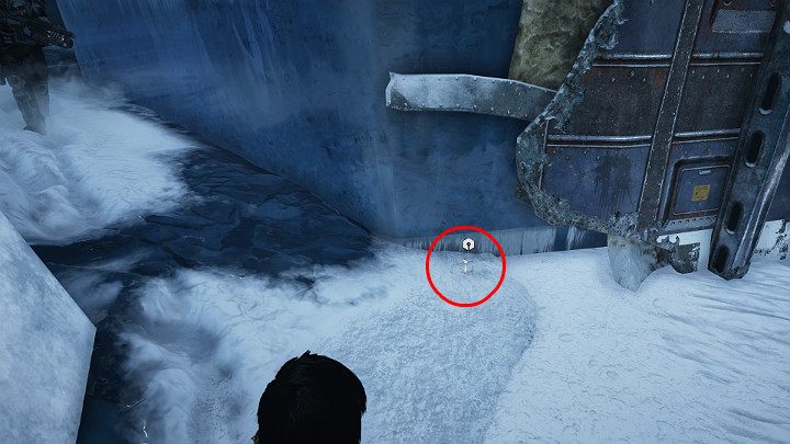 Before jumping off a cliff and heading to the vehicle, make sure you have collected the component lying in the snow - Act 2 Chapter 4 - The Source of It All | Gears 5 Walkthrough - Act II - Gears 5 Guide