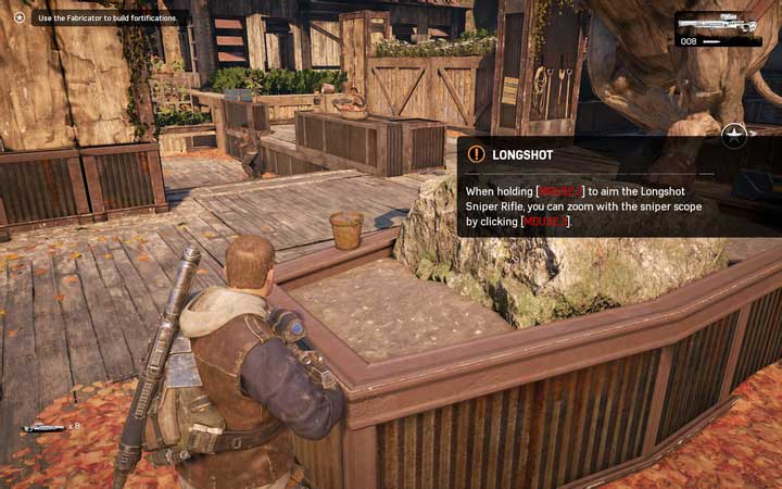 The sniper rifle may come in handy. Its only downside is the low rate of reload. - Act 1:4 - A Few Snags | Walkthrough - Walkthrough - Gears of War 4 Game Guide
