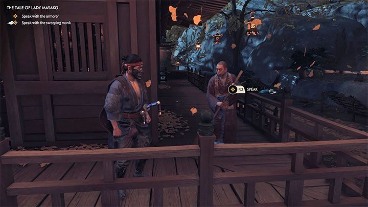 After entering the Golden Temple, talk to one of the NPCs to find out the whereabouts of monk Sogen - Ghost of Tsushima: The Tale of Lady Masako walkthrough - Act 1 - Ghost of Tsushima Guide, Walkthrough