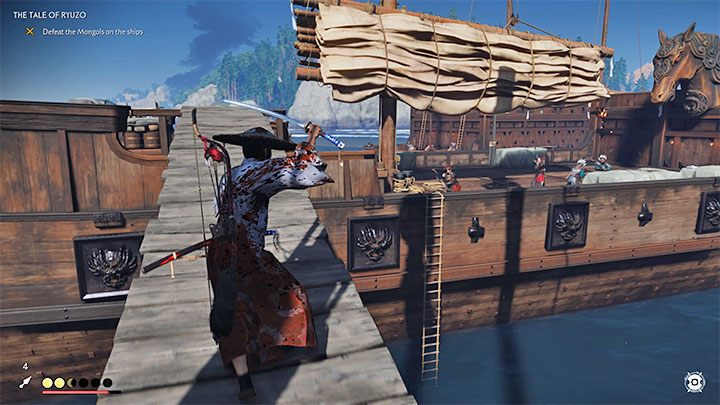 Enter the large cabin and begin searching it - unfortunately, the heroes will not find any food supplies - Ghost of Tsushima: The Tale of Ryuzo walkthrough - Act 1 - Ghost of Tsushima Guide, Walkthrough