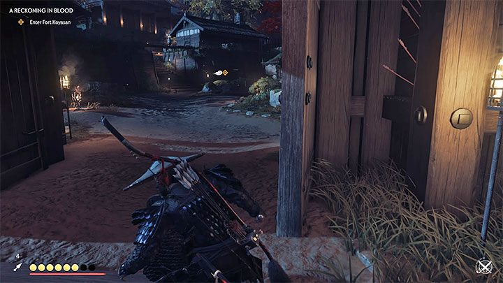 Before you head towards the fort, wait a few seconds for a large group of enemies to start chasing Taka - Ghost of Tsushima: A Reckoning in Blood walkthrough - Act 2 - Ghost of Tsushima Guide, Walkthrough