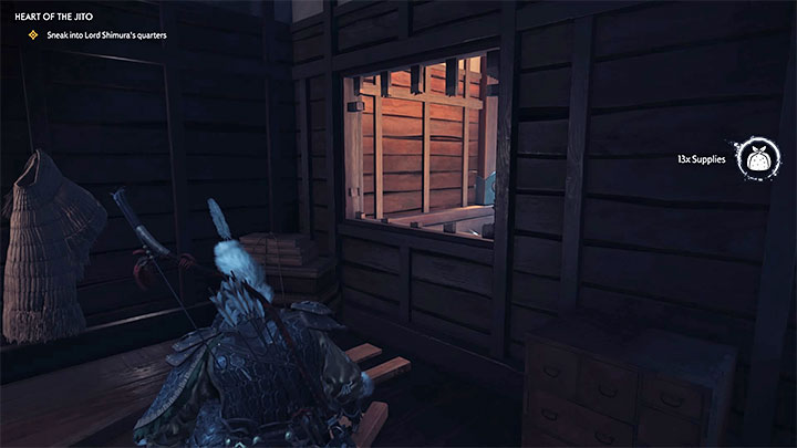 Start sneaking across the room, ignoring Lord Shimura and staying close to the right wall - Ghost of Tsushima: Heart of the Jito walkthrough - Act 3 - Ghost of Tsushima Guide, Walkthrough