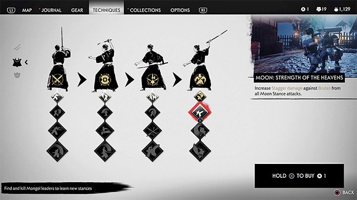 Each of the four stances has 4 skills you can buy with technique points - Ghost of Tsushima: Stance - how to unlock, when to use? - Combat - Ghost of Tsushima Guide, Walkthrough