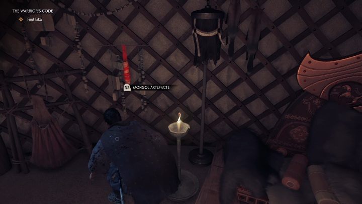Youll find this Mongol artifact on the wall next to the altar - Ghost of Tsushima: Mongol artifacts - secrets, missables, video guide - Secrets and collectibles - Ghost of Tsushima Guide, Walkthrough
