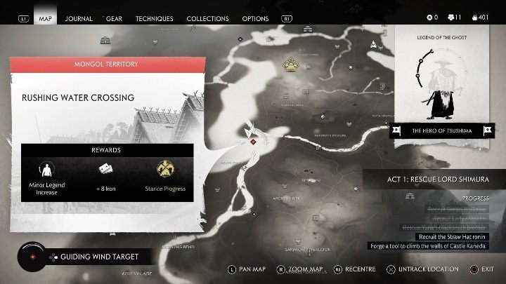 Location: Rushing Water Crossing - Ghost of Tsushima: Mongol artifacts - secrets, missables, video guide - Secrets and collectibles - Ghost of Tsushima Guide, Walkthrough