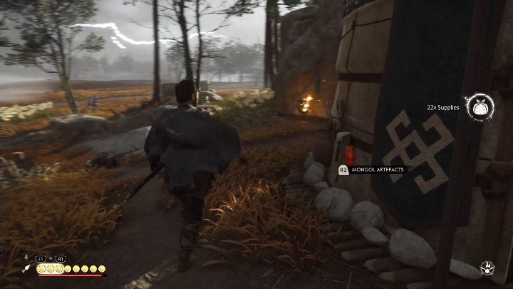 This item hangs in one of the tents - Ghost of Tsushima: Mongol artifacts - secrets, missables, video guide - Secrets and collectibles - Ghost of Tsushima Guide, Walkthrough