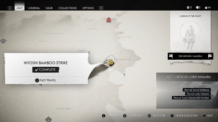 Location: Hidden Springs Forest - Ghost of Tsushima: Bamboo Strikes, Izuhara Region secrets map, video guide - Izuhara Region - Ghost of Tsushima Guide, Walkthrough