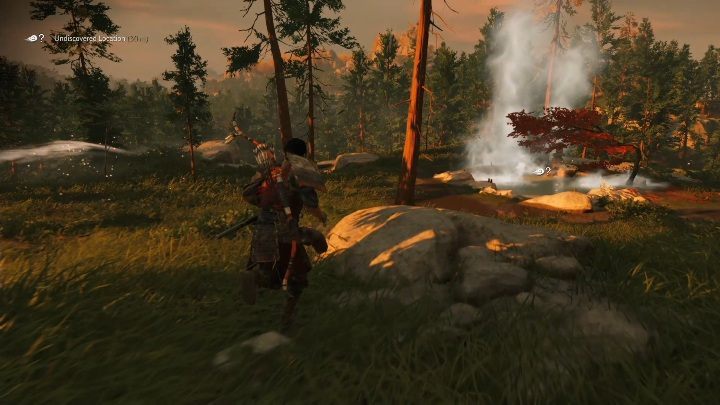 This hot spring can be found on the mountainside - Ghost of Tsushima: Hot Springs, Izuhara Region secrets map, video guide - Izuhara Region - Ghost of Tsushima Guide, Walkthrough