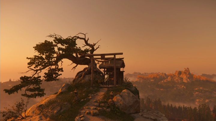 To reach this shrine you have to move through the rocks and branches - Ghost of Tsushima: Shinto Shrines, Izuhara Region secrets map, video guide - Izuhara Region - Ghost of Tsushima Guide, Walkthrough