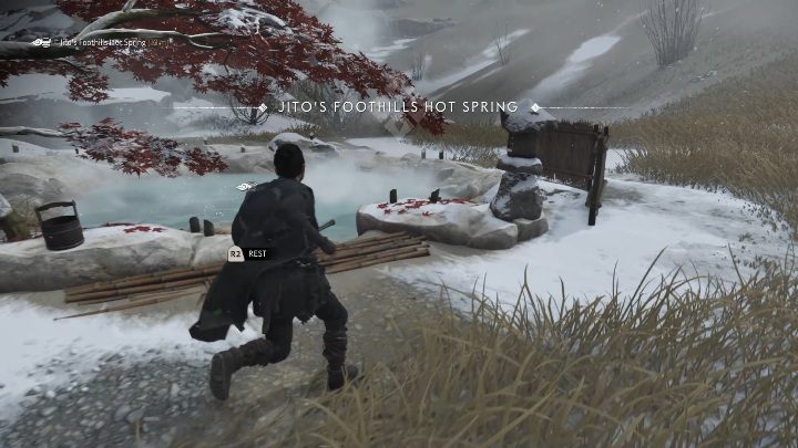 This hot spring can be found in the middle of the meadow - Ghost of Tsushima: Hot Springs, Kamiagata Region secrets map, video guide - Kamiagata Region - Ghost of Tsushima Guide, Walkthrough