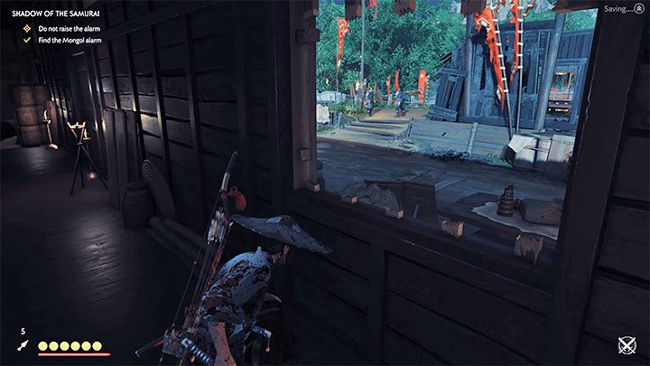 Take an interest in the building on the right, but watch out for the Mongol patrolling its interior - Ghost of Tsushima: Shadow of the Samurai walkthrough, video guide - Act 1 - Ghost of Tsushima Guide, Walkthrough